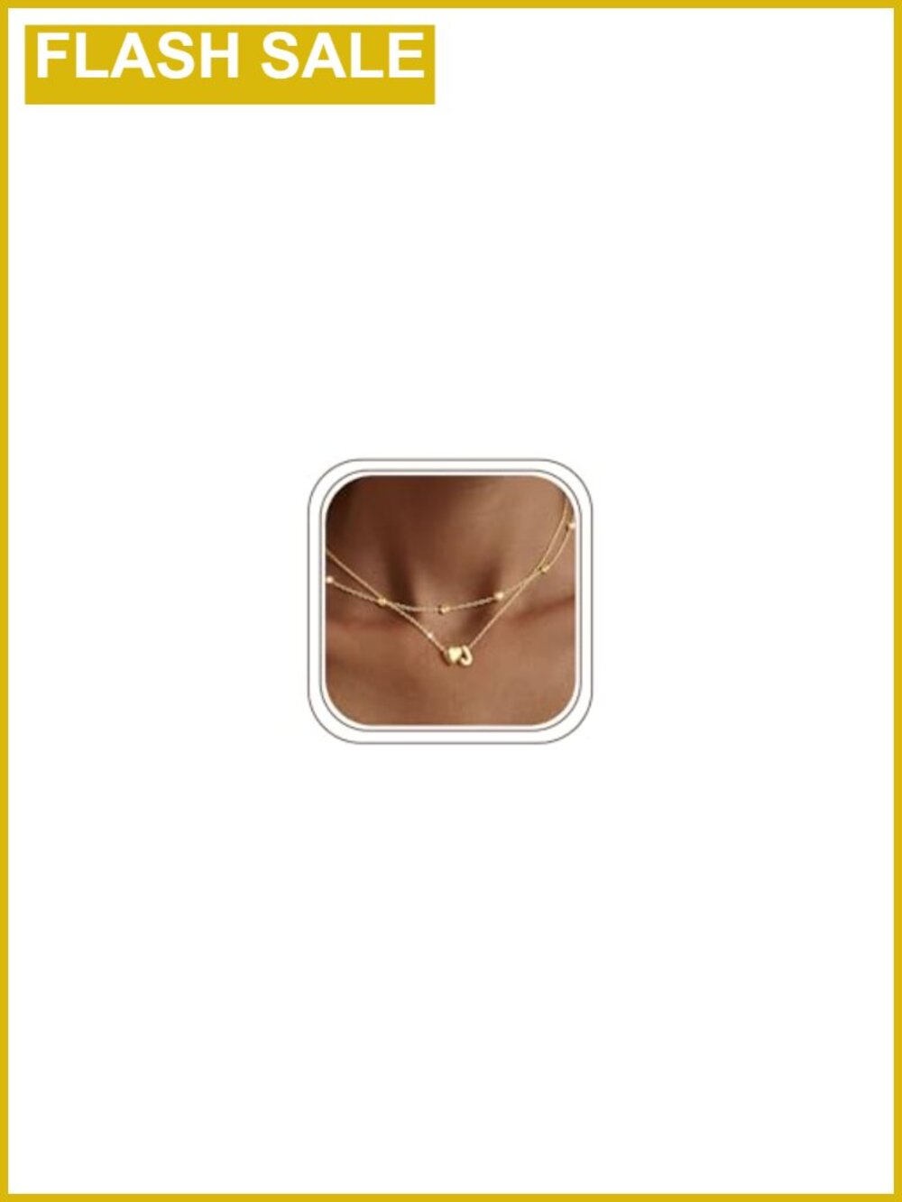 Layered Heart Initial Choker Necklace 14K Gold Plated Women Teen Girls